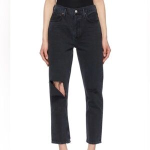 AGOLDE Riley Distressed Black Jeans